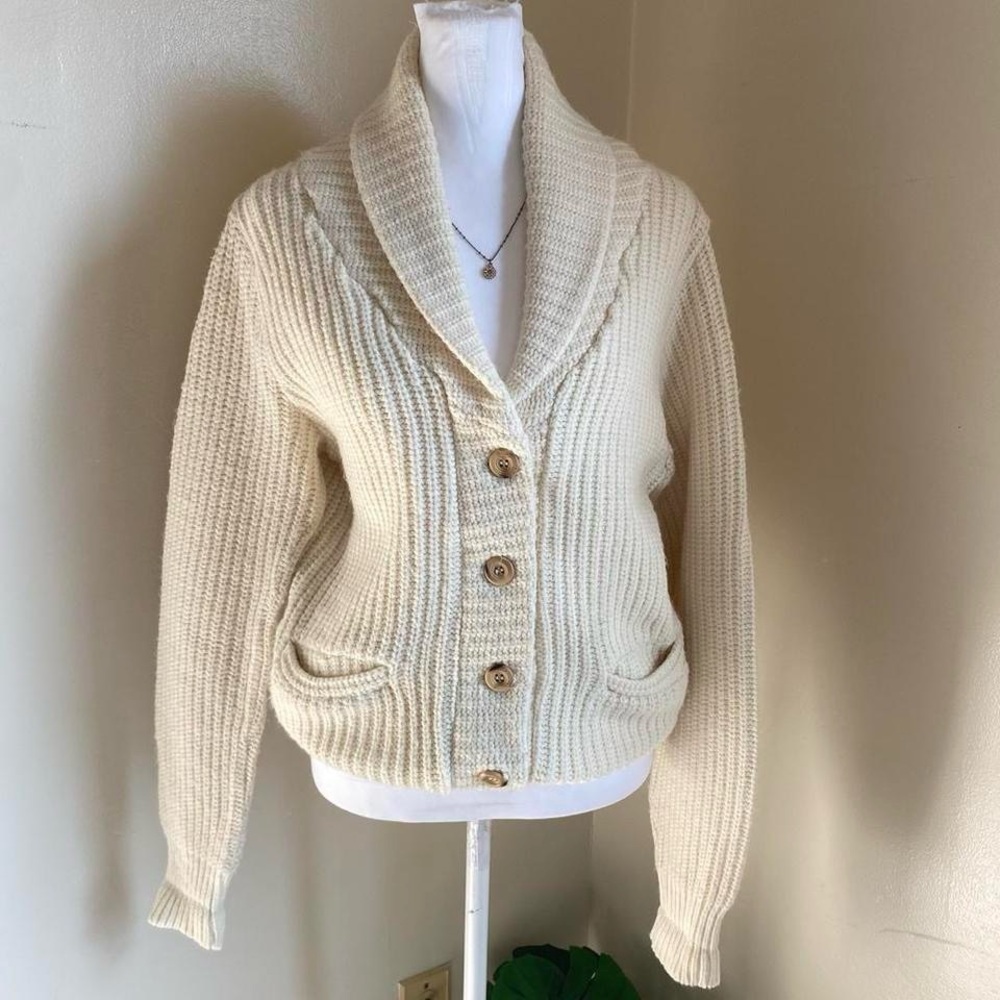 Vintage 80s cream cardigan - Picture 6 of 7